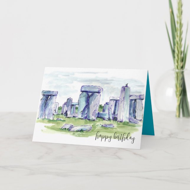 Stonehenge Happy Birthday Rocks Blackbird Karte (Vorderseite)