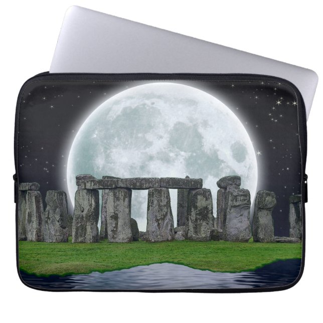 Stonehenge & Moon Alte historische Stätte des Powe Laptopschutzhülle (Vorderseite)