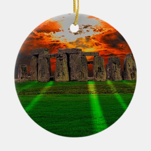 Stonehenge Stehend Stones bei Sonnenuntergang Keramikornament (Vorne)