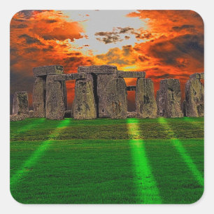 Stonehenge Stehend Stones bei Sonnenuntergang Quadratischer Aufkleber