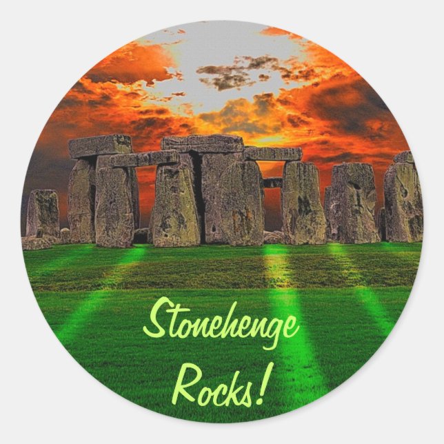 Stonehenge Stehend Stones bei Sonnenuntergang Runder Aufkleber (Vorderseite)