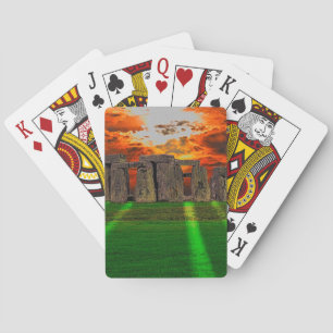 Stonehenge Stehend Stones bei Sonnenuntergang Spielkarten