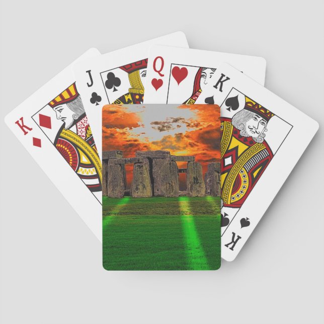 Stonehenge Stehend Stones bei Sonnenuntergang Spielkarten (Rückseite)