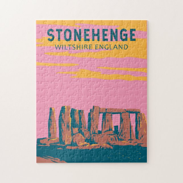 Stonehenge Travel Art Retro Illustration (Vertikal)