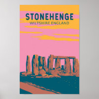 Stonehenge Travel Art Retro Illustration