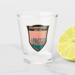 Stonehenge Travel Art Retro Illustration Schnapsglas