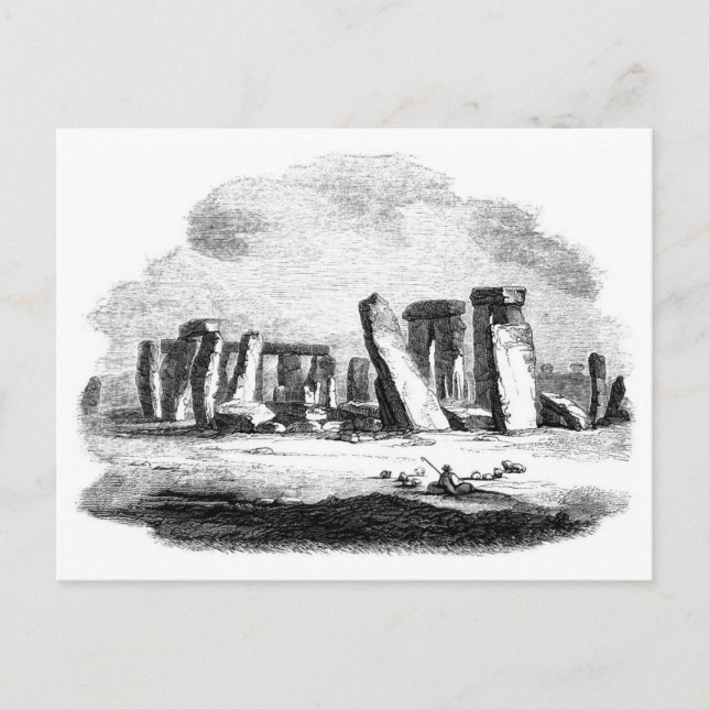 Stonehenge Vintage Kunst Postkarte (Vorderseite)