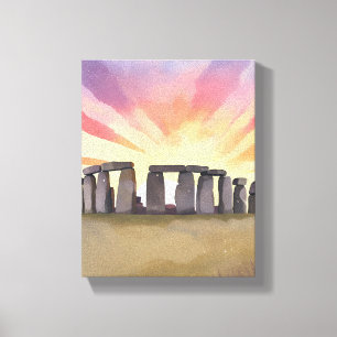 Stonehenge   Wiltshire England Historisches Aquare Leinwanddruck