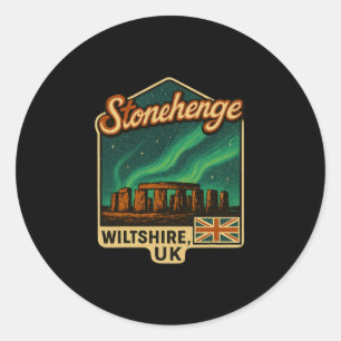 Stonehenge Wiltshire Großbritannien Aurora Boreali Runder Aufkleber