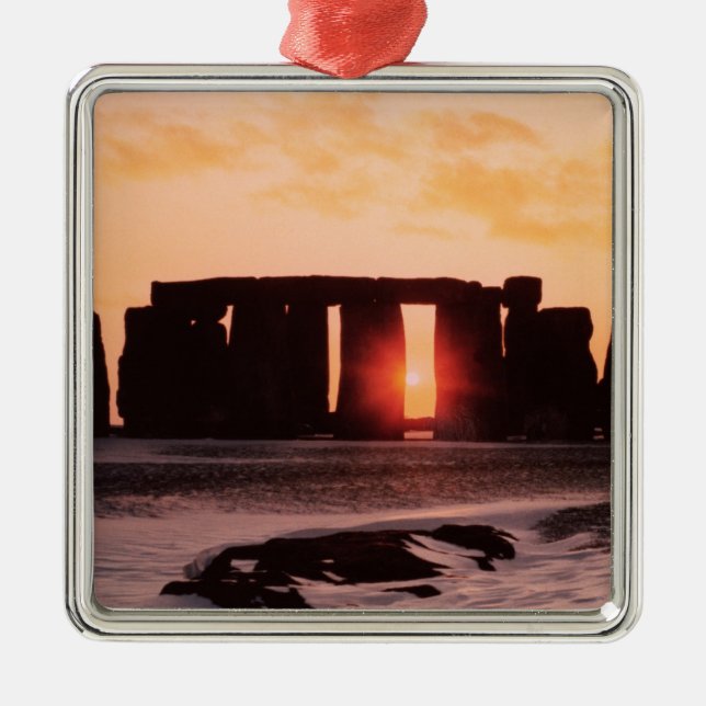 Stonehenge, Winter-Sonnenwende Silbernes Ornament (Vorne)