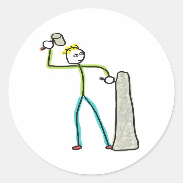 Stonemason Stickman Runder Aufkleber (Vorderseite)
