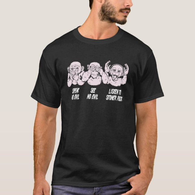 Stoner Rock Three Wise Monkeys Stone T-Shirt (Vorderseite)