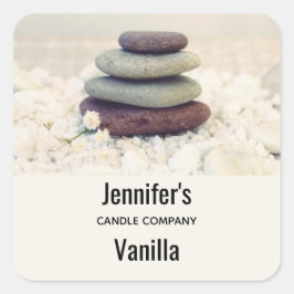 Stones Meditative Cairn Candle Business Quadratischer Aufkleber