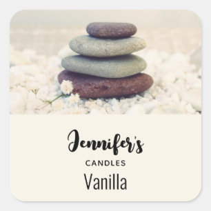 Stones Meditative Cairn Candle Business Quadratischer Aufkleber