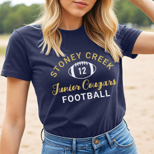 Stoney Creek Junior Cougars Custom Navy Football Tri-Blend Shirt