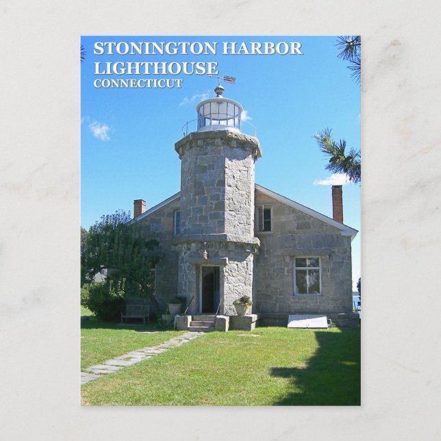 Stonington Harbour Lighthouse, Connecticut Postcar Postkarte (Vorderseite)