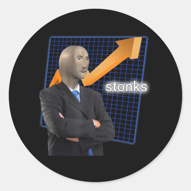 Stonks Surreal Memes Funny Stock Runder Aufkleber (Vorderseite)