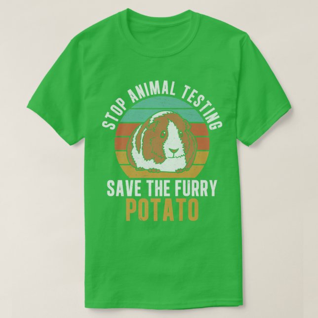 Stop Animal Testing Funny Furry Potato For Guinea  T-Shirt (Design vorne)