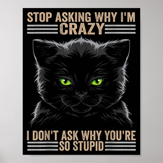 Stop Asking Why Im Crazy Cat  Poster (Vorne)