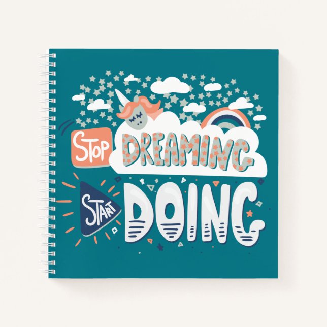 Stop Dreaming, Start Doing Dark Turquoise Notizbuch (Vorderseite)