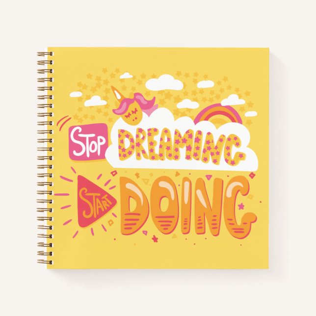 Stop Dreaming, Start Doing Pale Yellow Notizbuch (Vorderseite)