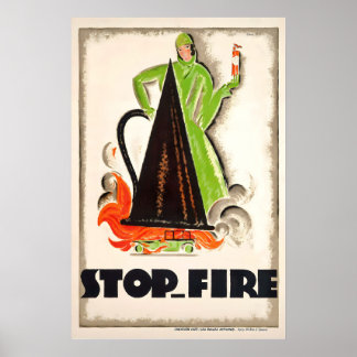 Stop Fire Vintage-Werbeplakat - gerahmt Poster