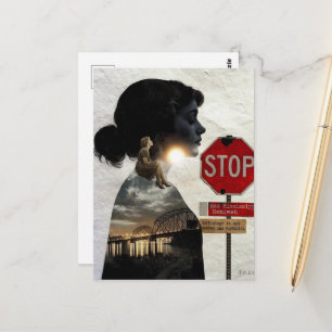 Stop Genieße Dein Leben Frau Collage Postkarte