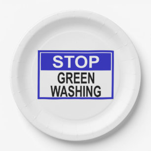 Stop Greenwashing-Schild Pappteller