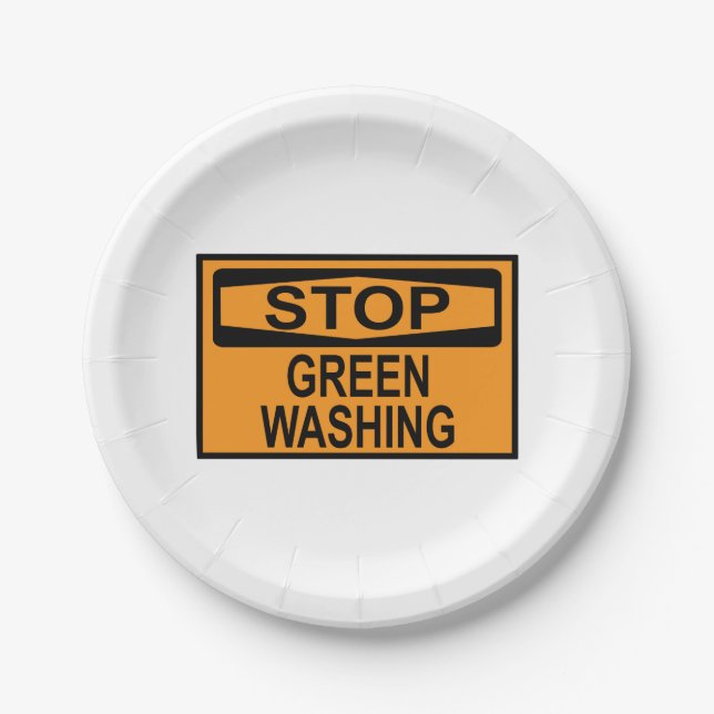 Stop Greenwashing Sign Pappteller (Vorderseite)