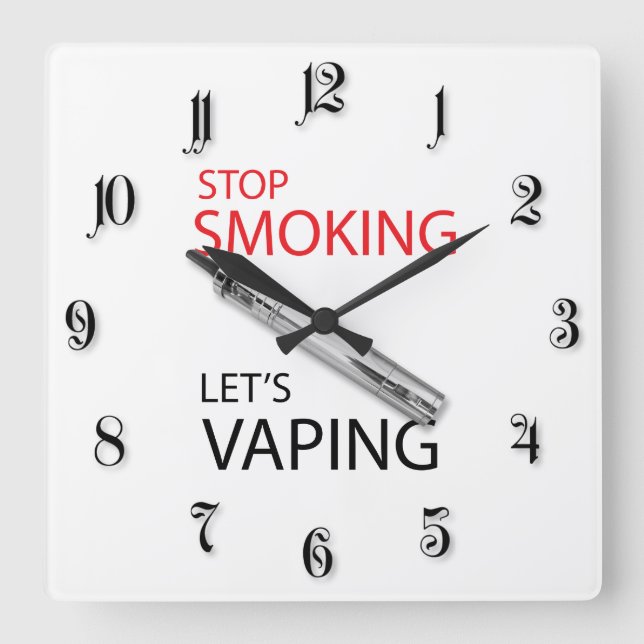 Stop smoking quadratische wanduhr (Vorderseite)