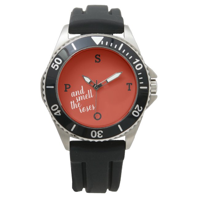 STOP und riechen die Rose Sehen Armbanduhr (Vorderseite)