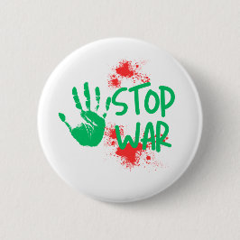 Stop War – Bold Handprint Anti-War Graphic Design Button