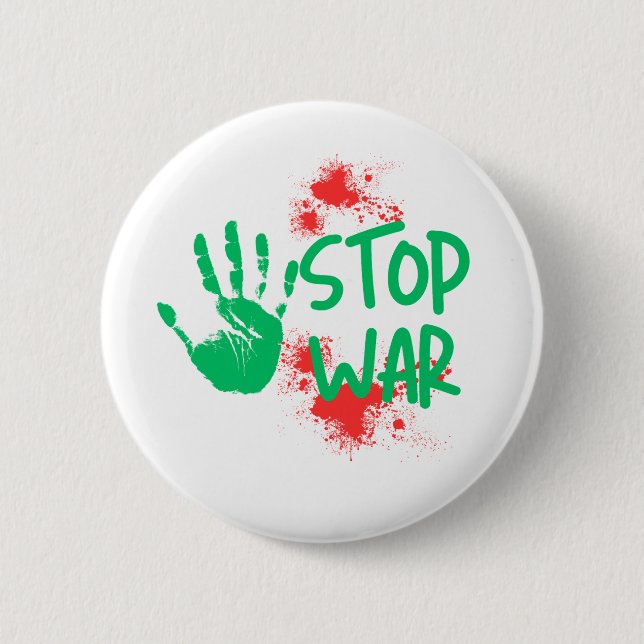 Stop War – Bold Handprint Anti-War Graphic Design Button (Vorderseite)