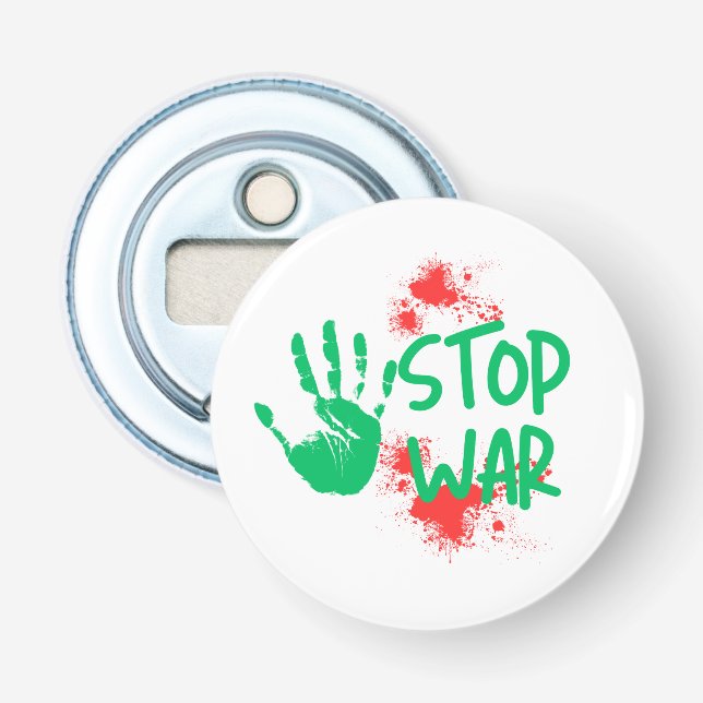 Stop War – Bold Handprint Anti-War Graphic Design Flaschenöffner (Vorderseite)