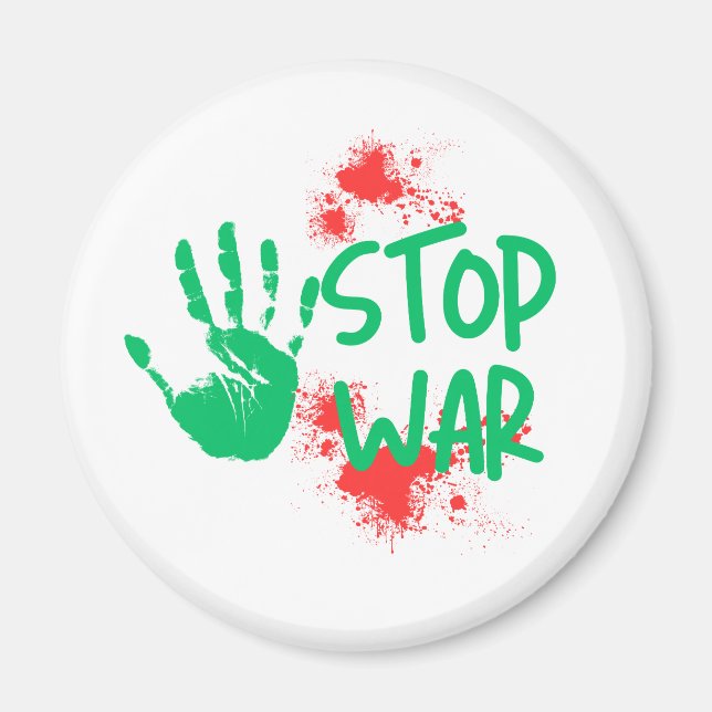 Stop War – Bold Handprint Anti-War Graphic Design Magnet (Vorne)