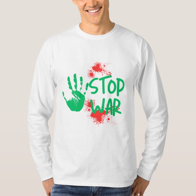 Stop War – Bold Handprint Anti-War Graphic Design T-Shirt (Vorderseite)