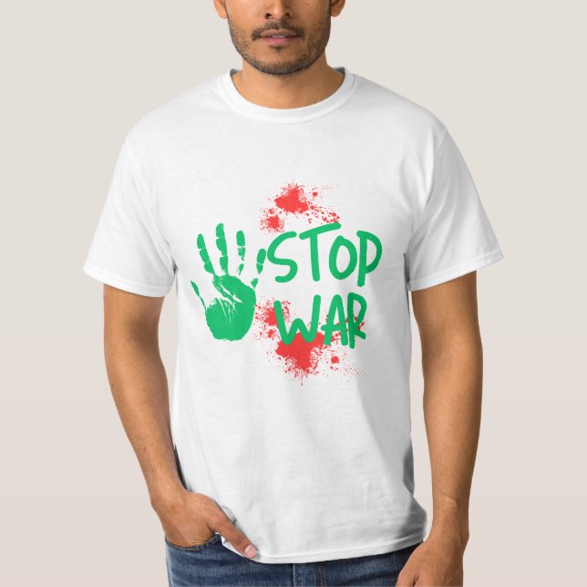 Stop War – Bold Handprint Anti-War Graphic Design T-Shirt (Vorderseite)