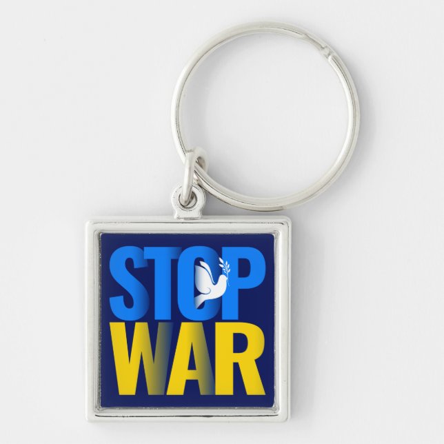 Stop War with Dove Symbol Keychain Schlüsselanhänger (Vorne)