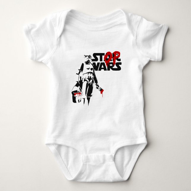 Stop Wars Parodie-Logo Baby Strampler (Vorderseite)