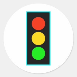 Stoplight mit hellblauer Grenze Runder Aufkleber