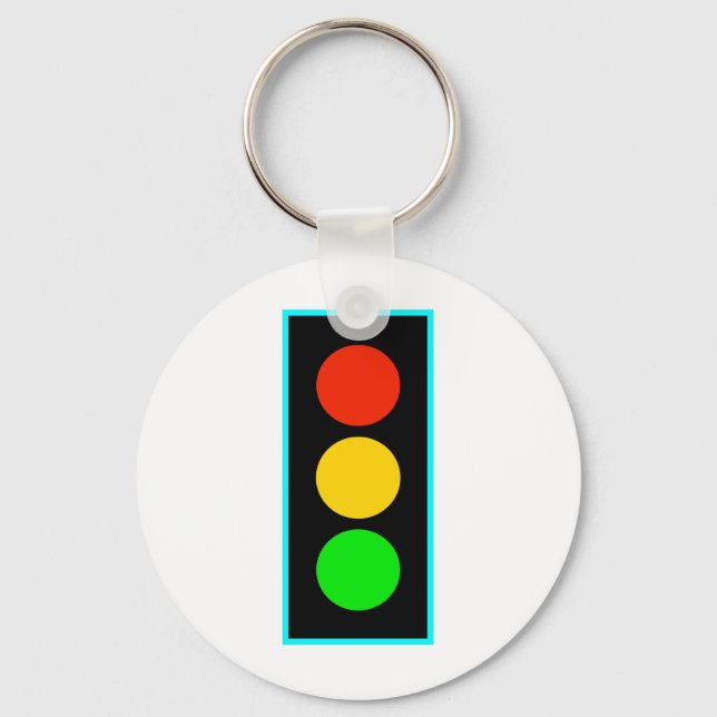 Stoplight mit hellblauer Grenze Schlüsselanhänger (Vorderseite)