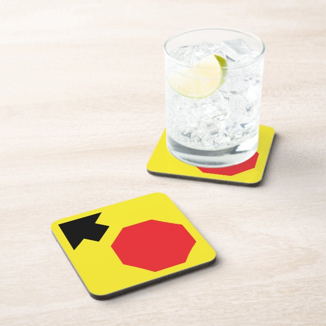 Stopp Ahead Diamond Form harter Kunststoff-Unterse Getränkeuntersetzer (Rechte Seite)