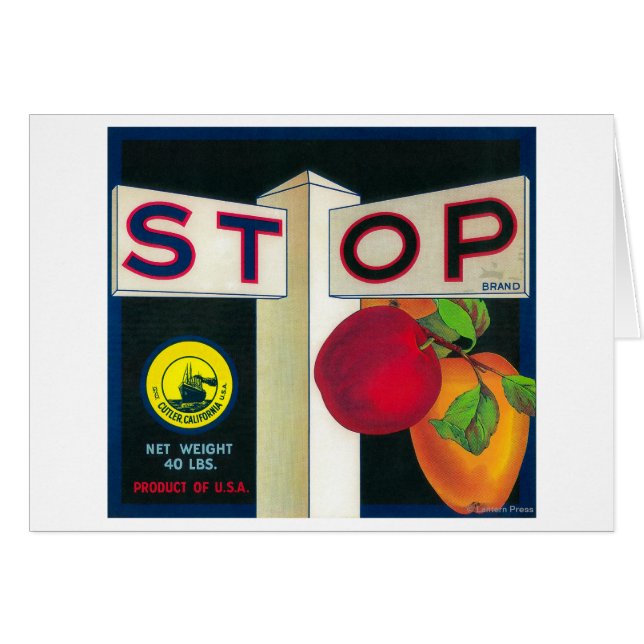 Stopp Apple Crate LabelCutler, CA (Vorderseite (Horizontal))