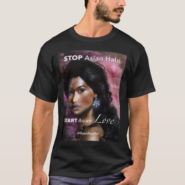 Stopp Asian Hass Start Asian LIEBE, Arien Reed Art T-Shirt (Vorderseite)