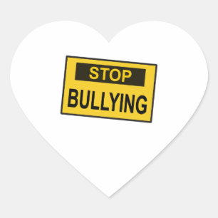 Stopp Bullying Gelbes Zeichen Herz-Aufkleber