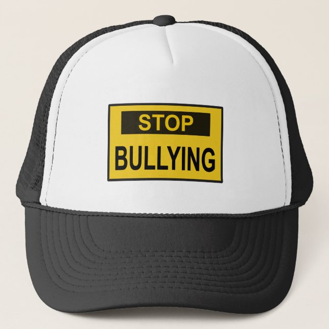 Stopp Bullying Sign Gelb Truckerkappe (Vorderseite)