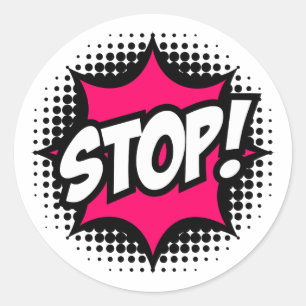 STOPP! Comic Book Style Runder Aufkleber