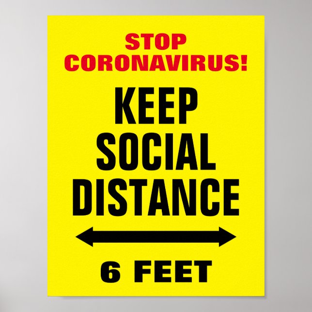 Stopp CoronaVirus-Slogan Behalt Social Distance-Ze Poster (Vorne)
