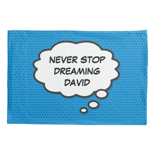 STOPP DREAMING Fun Retro Comic Pop Kunst Kissenbezug (Rückseite)