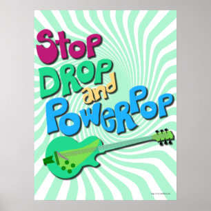 Stopp, Drop und Powerpop Music Slogan Fun Poster